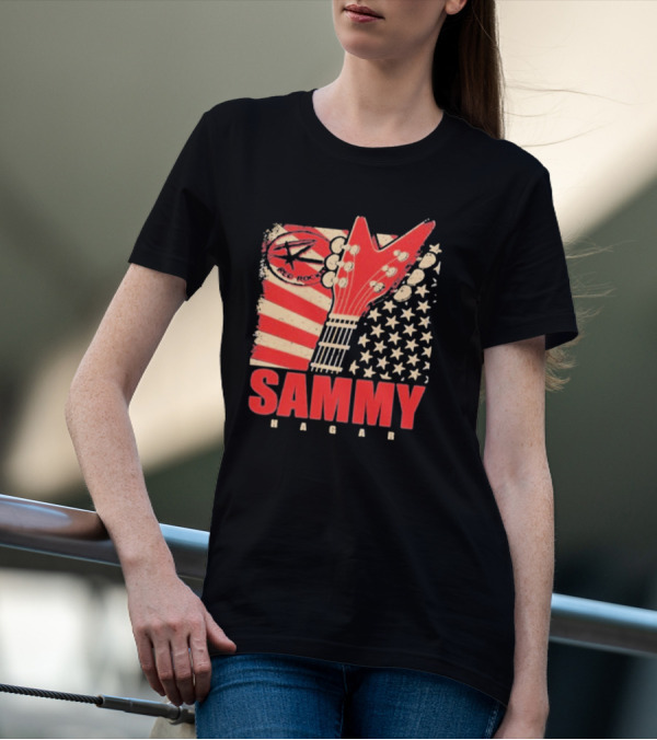 Sammy Hagar Red Rocker American Flag Guitar T-Shirt