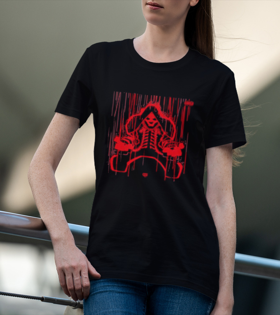 The Weeknd X Frank Miller Hurry Up Tomorrow Red Hooded Figure With Dripping Lines T-Shirt