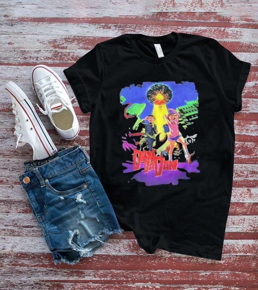 Dan Da Dan Manga Anime UFO Adventure Neon Colors T-Shirt