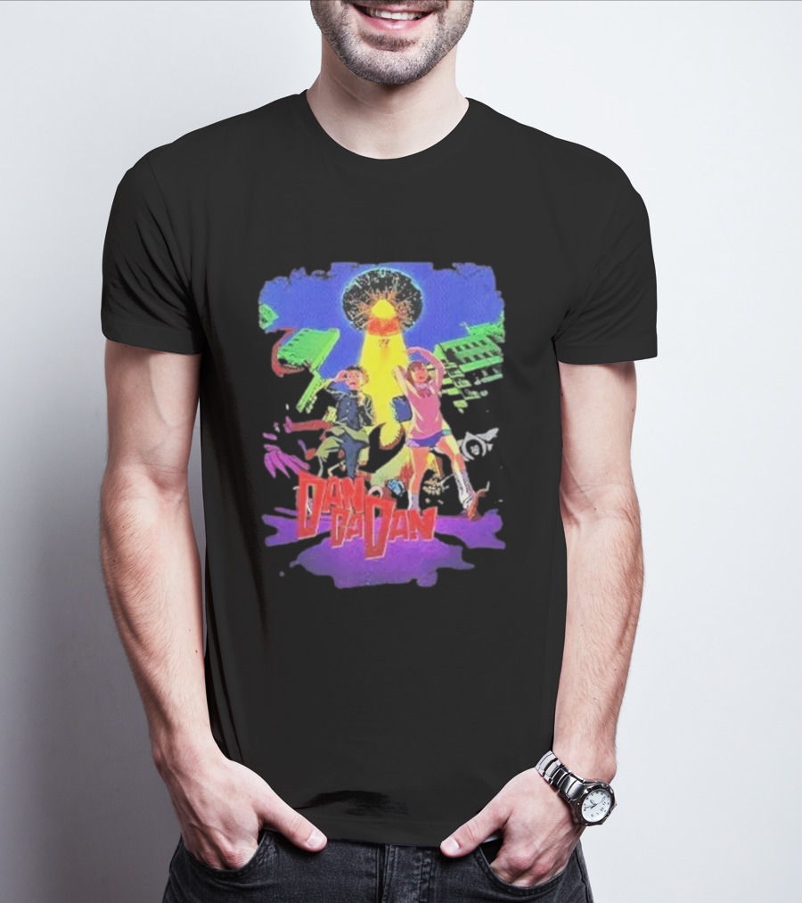 Dan Da Dan Manga Anime UFO Adventure Neon Colors T-Shirt