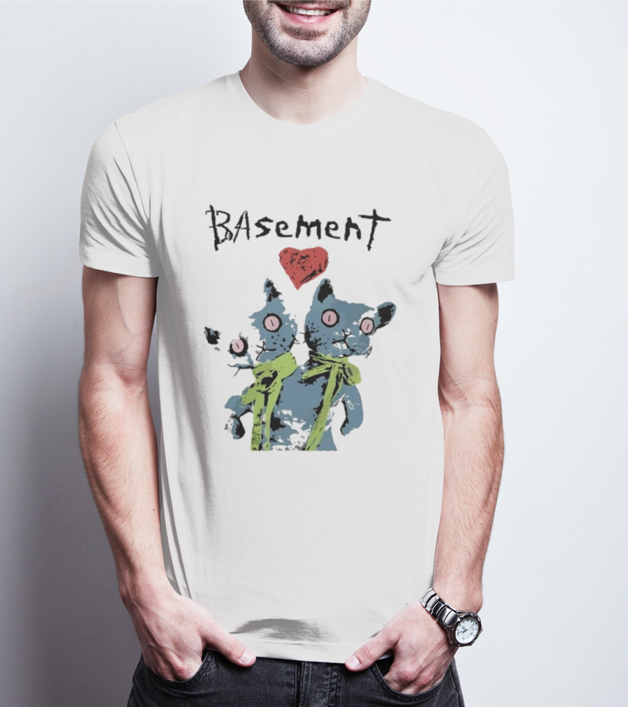 Basement Siamese Cats With Heart T-Shirt