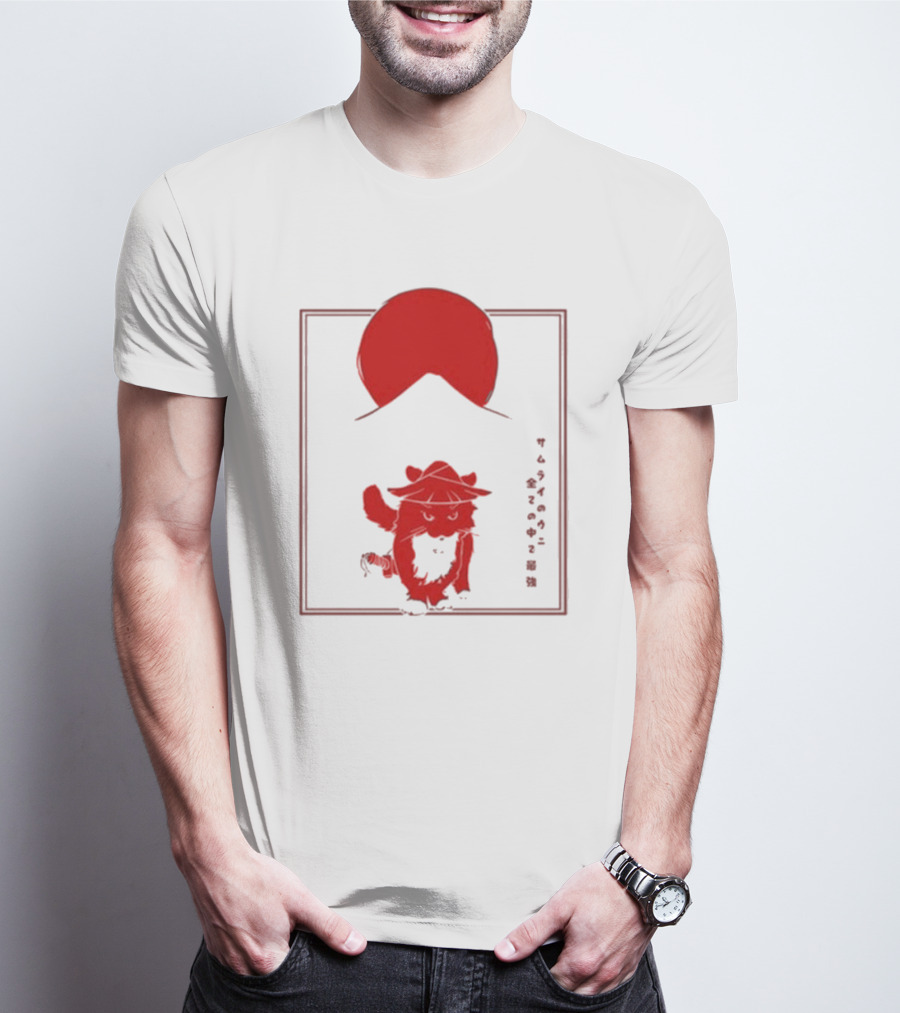 Samurai Unico Uniuni Runin Cat With Rising Sun T-Shirt
