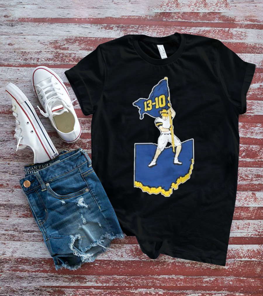 13-10 Michigan Flag Football Victory Over Ohio Outline T-Shirt