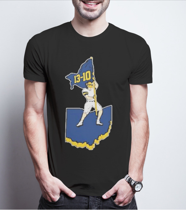 13-10 Michigan Flag Football Victory Over Ohio Outline T-Shirt