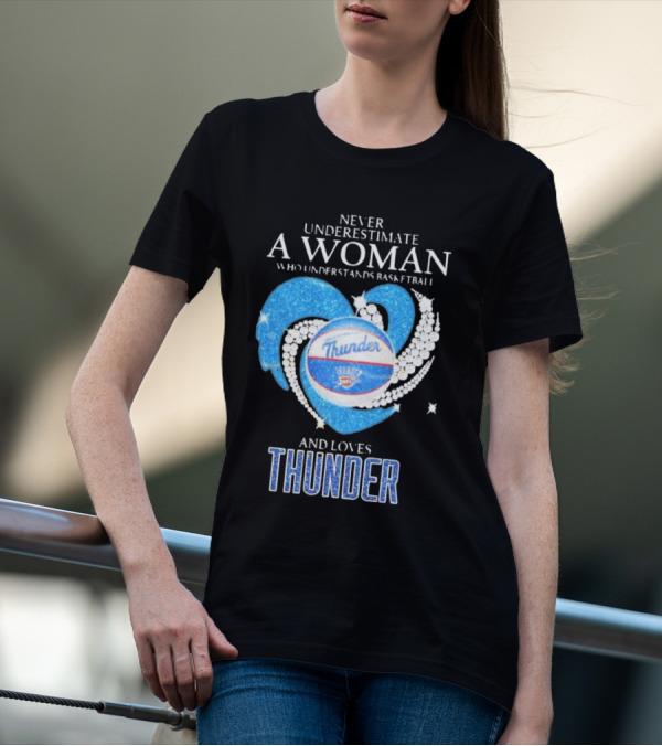 Never Underestimate A Woman Who Understands Basketball And Loves Oklahoma City Thunder T-Shirt