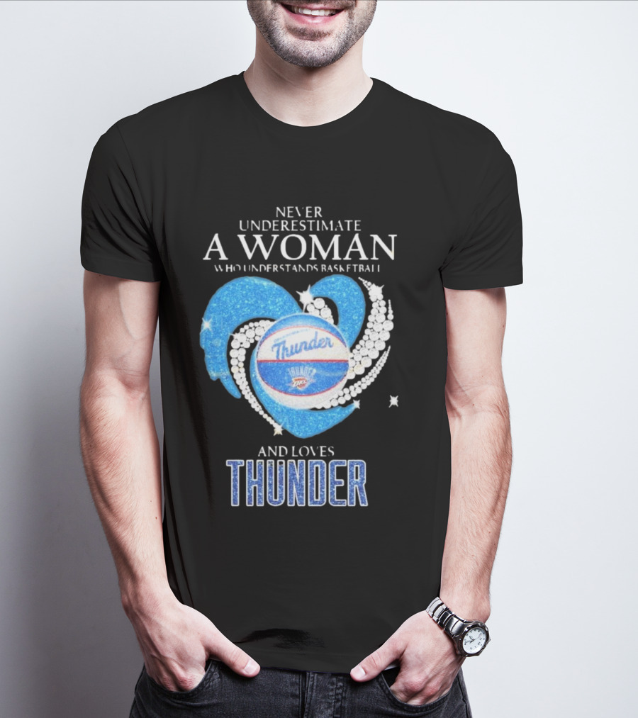 Never Underestimate A Woman Who Understands Basketball And Loves Oklahoma City Thunder T-Shirt