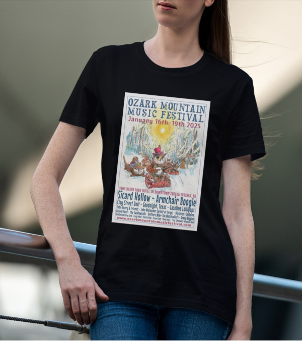 Ozark Mountain Music Festival January 16-19 2025 Eureka Springs AR Featuring Sicard Hollow And Armchair Boogie T-Shirt