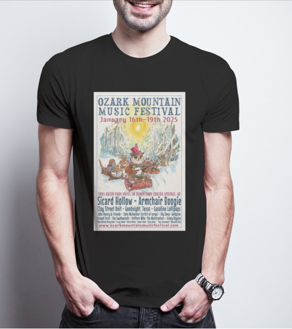 Ozark Mountain Music Festival January 16-19 2025 Eureka Springs AR Featuring Sicard Hollow And Armchair Boogie T-Shirt