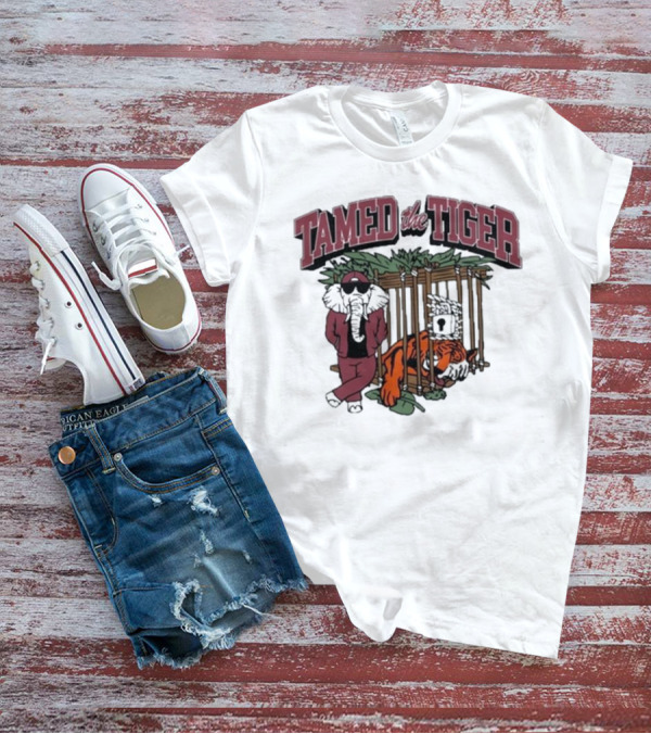 Tamed The Tiger Alabama Football Rivalry Elephant And Caged Tiger T-Shirt