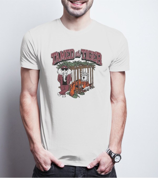 Tamed The Tiger Alabama Football Rivalry Elephant And Caged Tiger T-Shirt