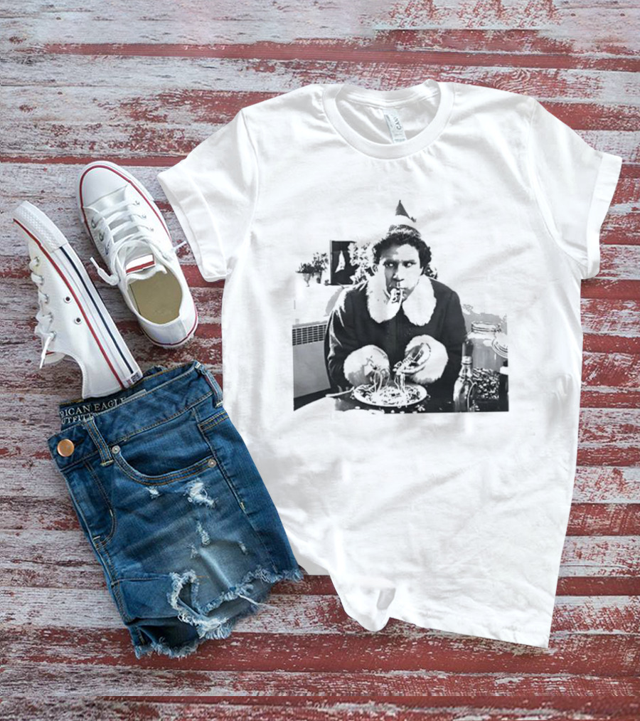 Elf Eating Spaghetti Christmas T-Shirt