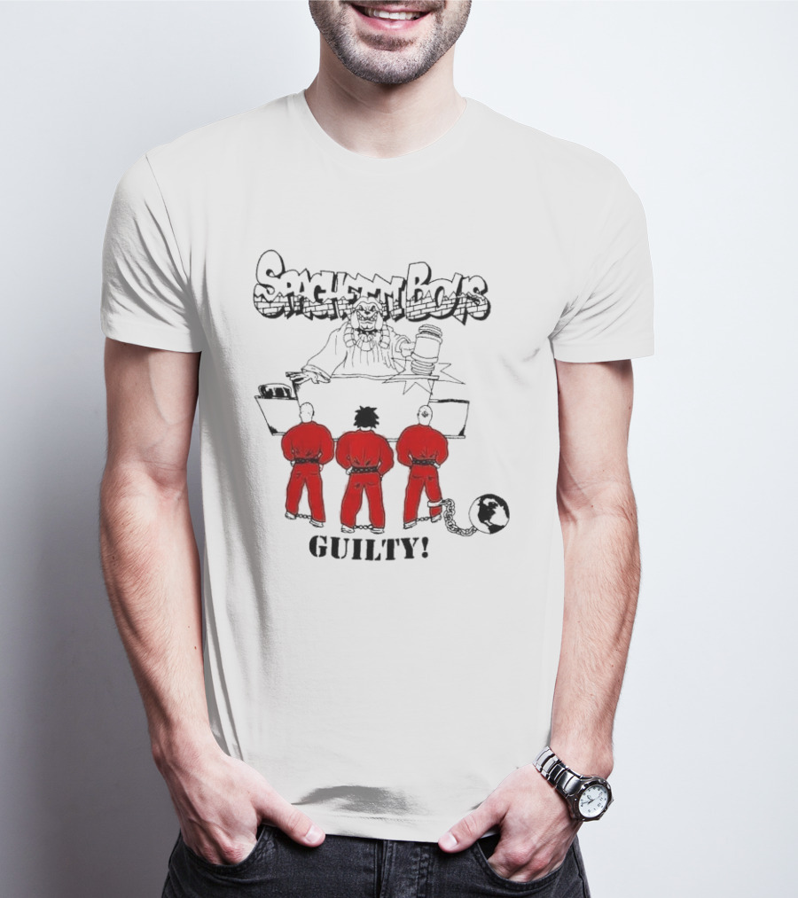 Spaghetti Boys Guilty Comic Judge Prisoners Earth Chain T-Shirt