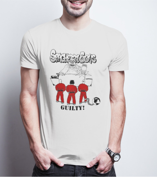 Spaghetti Boys Guilty Comic Judge Prisoners Earth Chain T-Shirt