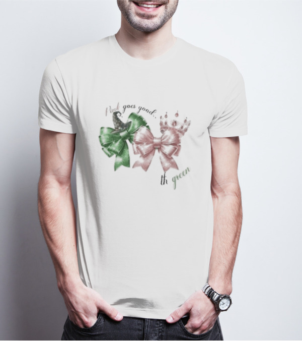 Wicked Pink Goes Good With Green Bows Crown Hat T-Shirt