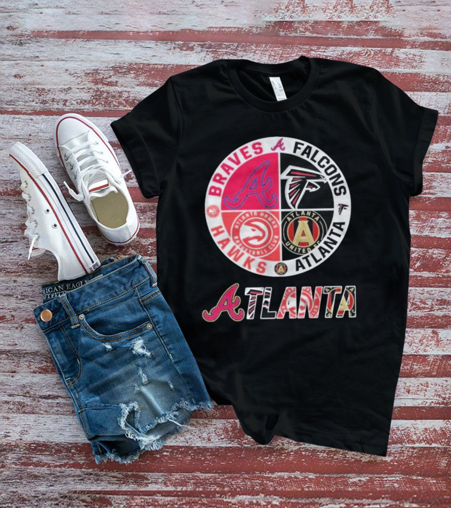 Atlanta Braves Falcons Hawks United FC Logos T-Shirt