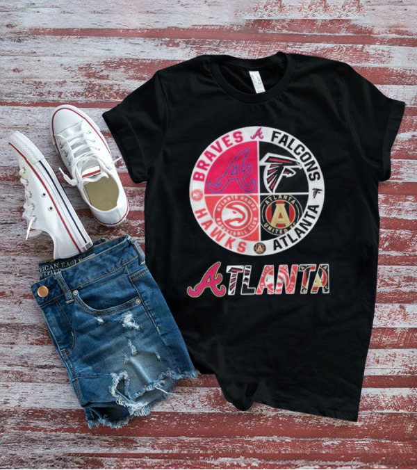 Atlanta Braves Falcons Hawks United FC Logos T-Shirt