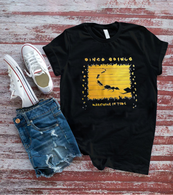 Oingo Boingo Marching In Time Ants On Yellow Stripe T-Shirt
