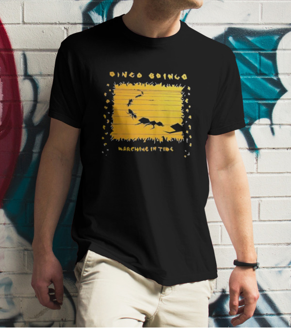 Oingo Boingo Marching In Time Ants On Yellow Stripe T-Shirt