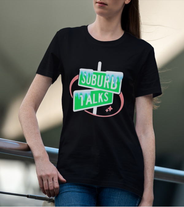 Suburb Talks Snowy Street Signs Christmas T-Shirt