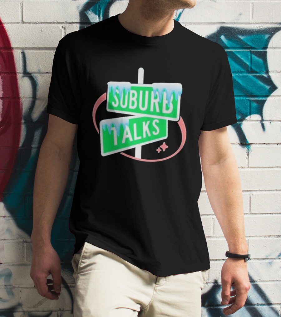 Suburb Talks Snowy Street Signs Christmas T-Shirt