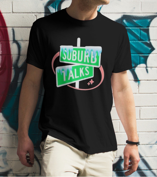 Suburb Talks Snowy Street Signs Christmas T-Shirt