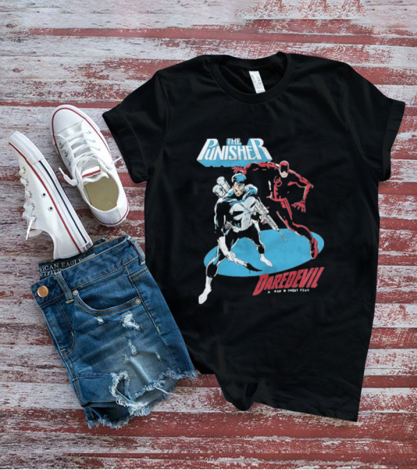 The Punisher Versus Daredevil The Man Without Fear Showdown Iconic Comic Heroes T-Shirt