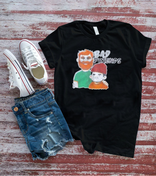 Bad Friends Cartoon Characters With Beard And Beanie T-Shirt