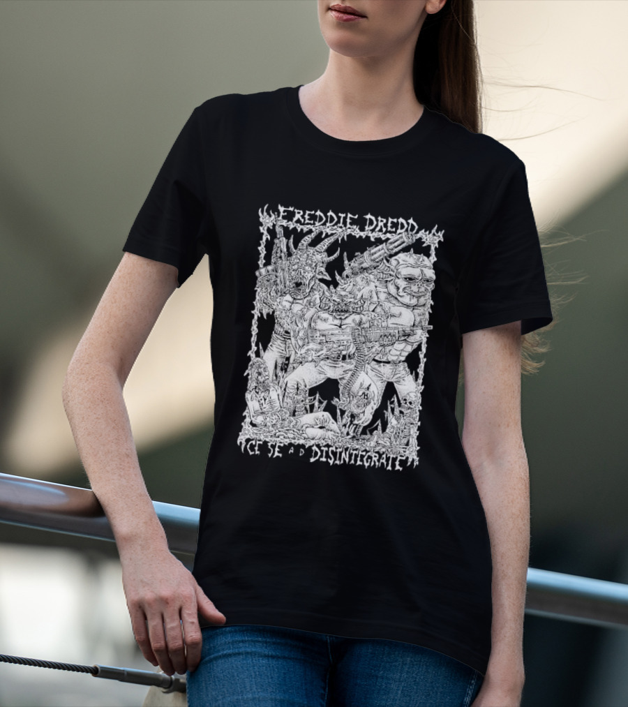 Freddie Dredd Cease And Disintegrate Demon Soldiers Combat Scene T-Shirt
