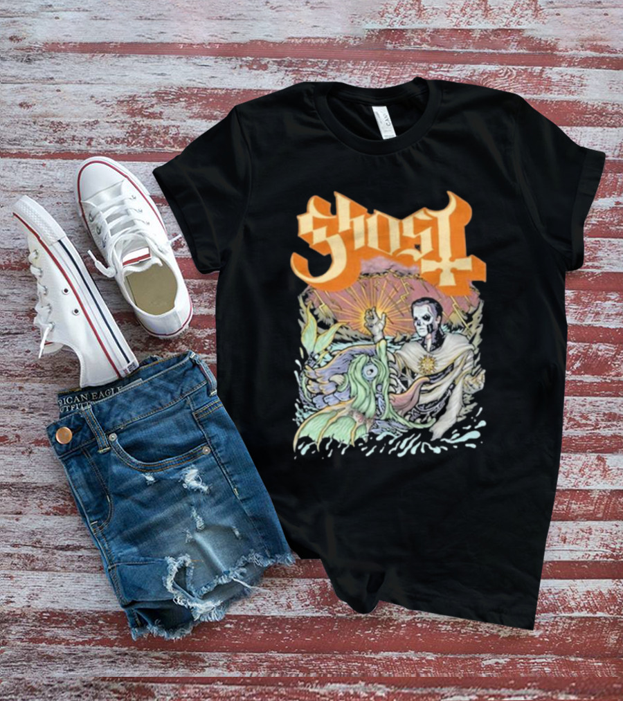 Ghost Papa Emeritus And The Whale With Oceanic Scene T-Shirt