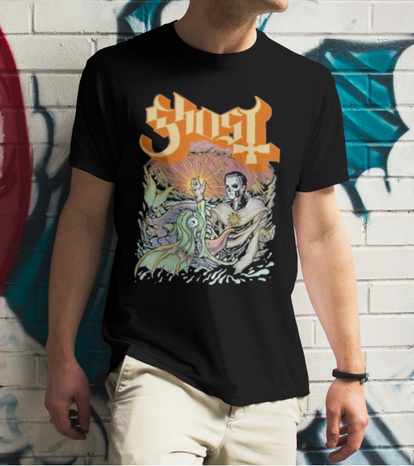 Ghost Papa Emeritus And The Whale With Oceanic Scene T-Shirt
