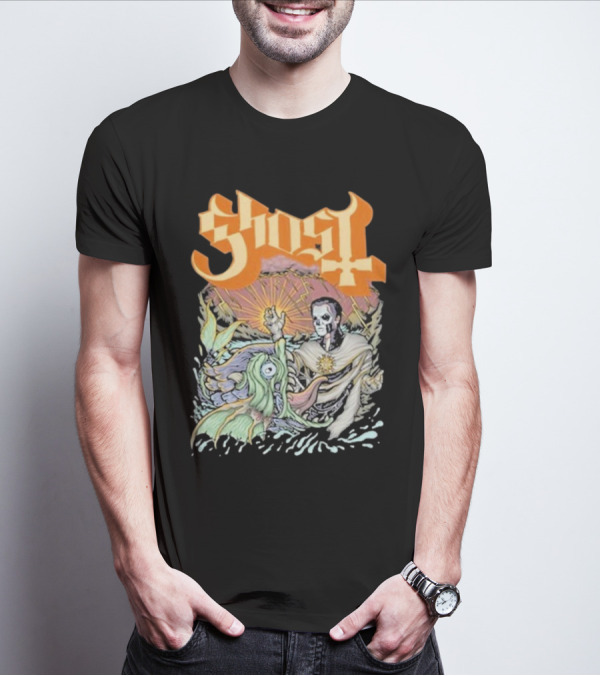 Ghost Papa Emeritus And The Whale With Oceanic Scene T-Shirt