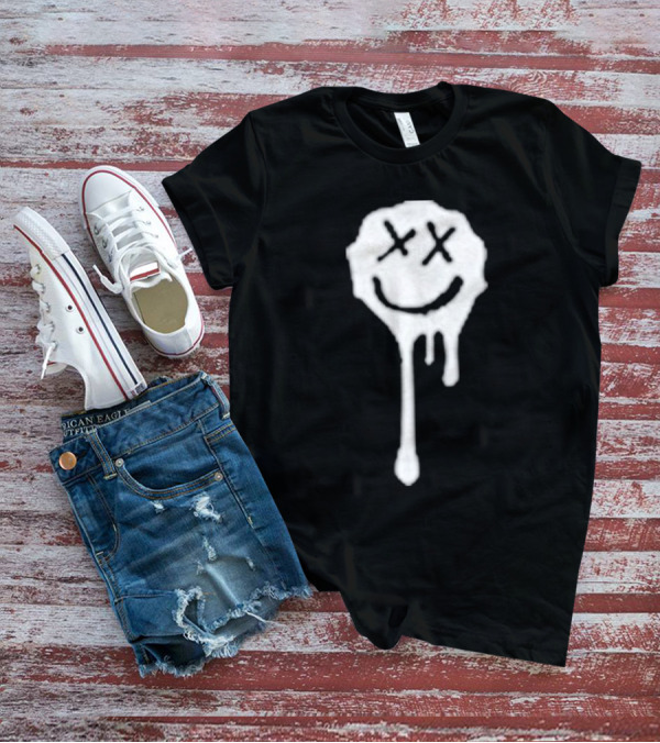 Olive Drip Smiley Face With Nirvana T-Shirt