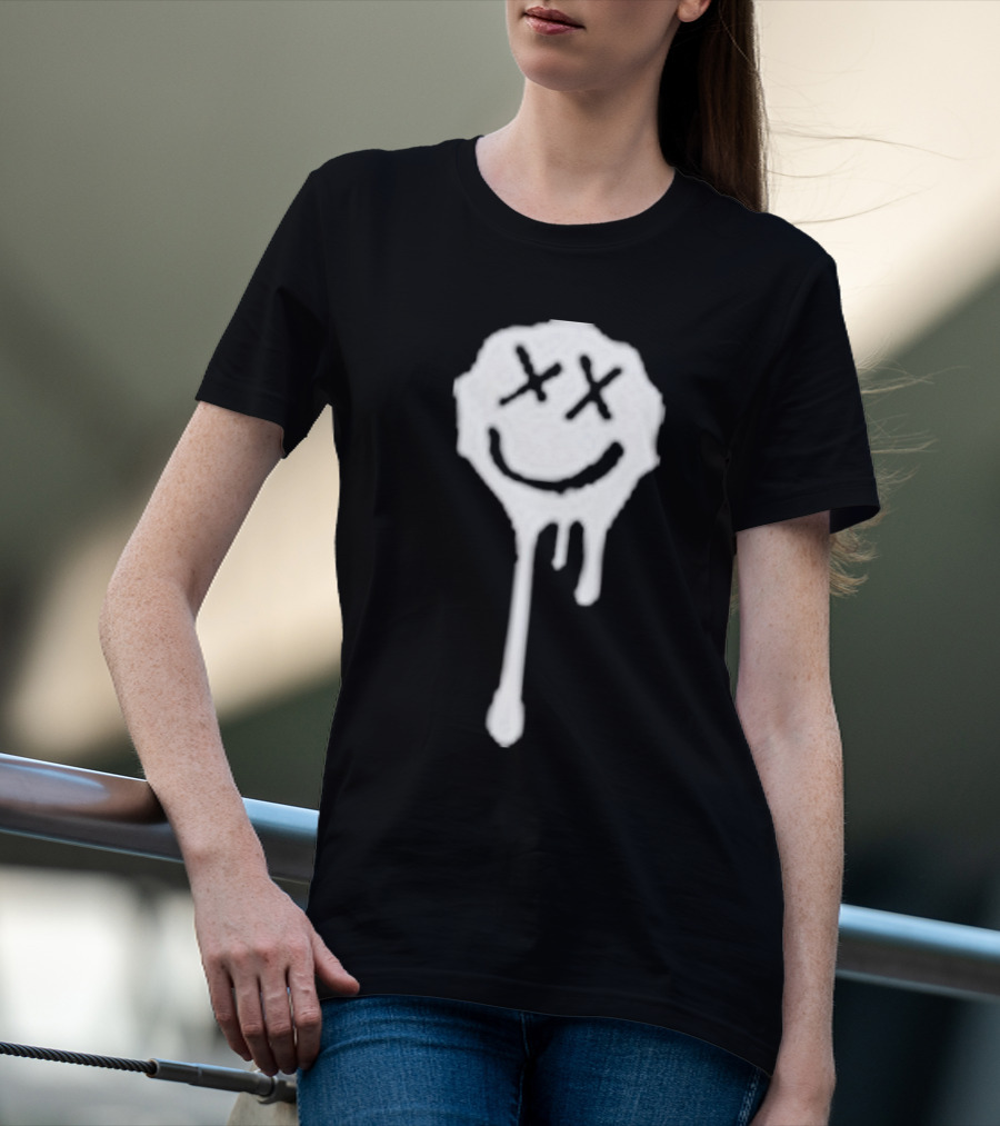 Olive Drip Smiley Face With Nirvana T-Shirt