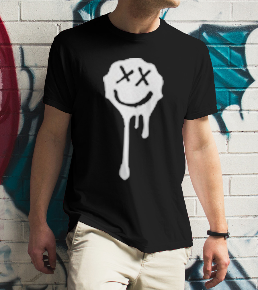 Olive Drip Smiley Face With Nirvana T-Shirt