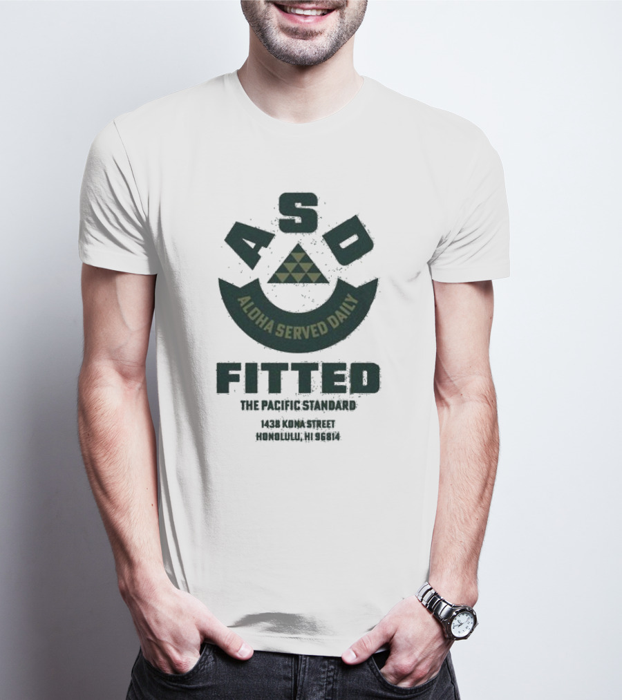 ASD Aloha Served Daily Fitted The Pacific Standard 1438 Koma Street Honolulu HI 96814 T-Shirt