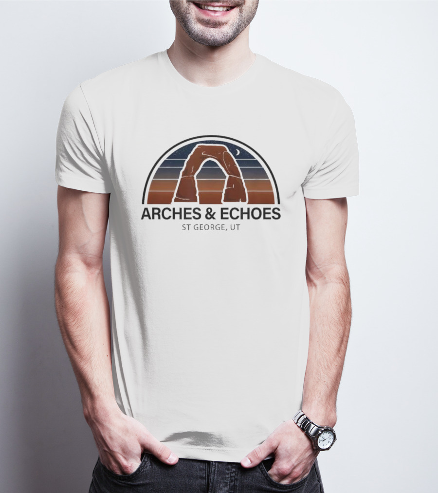 ARCHES ECHOES ST GEORGE UTAH RED ROCK NIGHT SKY MOON T-Shirt
