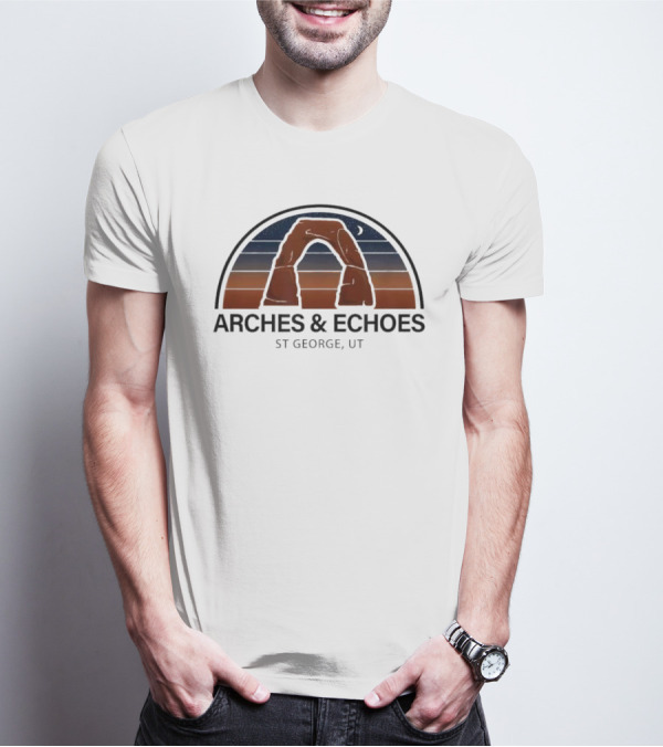 ARCHES ECHOES ST GEORGE UTAH RED ROCK NIGHT SKY MOON T-Shirt