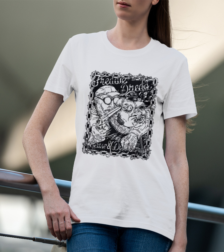 Freddie Dredd Cease And Disintegrate Chain Border Gun T-Shirt