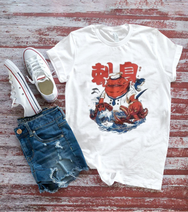 Kench Master Chef Sashimi Cook-Off With Octopus And Japanese Text T-Shirt