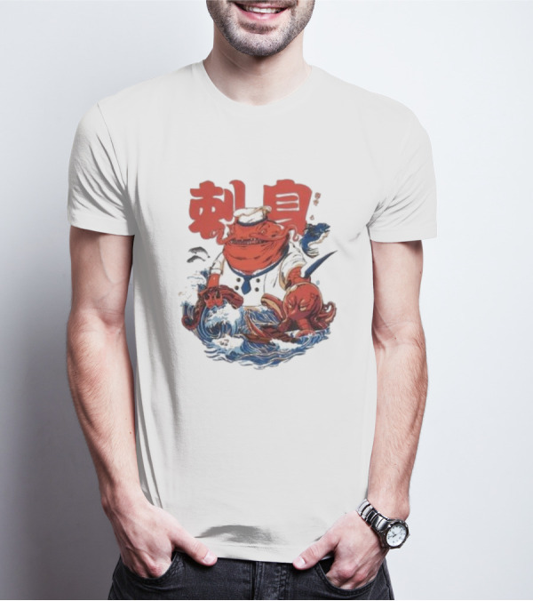 Kench Master Chef Sashimi Cook-Off With Octopus And Japanese Text T-Shirt