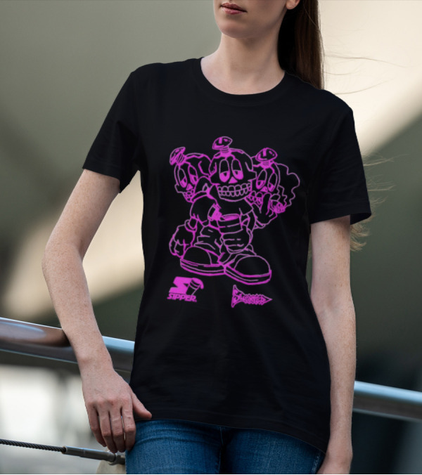 Sipper Slumped Trio Purple Black Outline T-Shirt