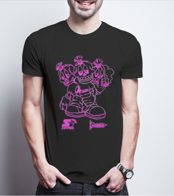 Sipper Slumped Trio Purple Black Outline T-Shirt