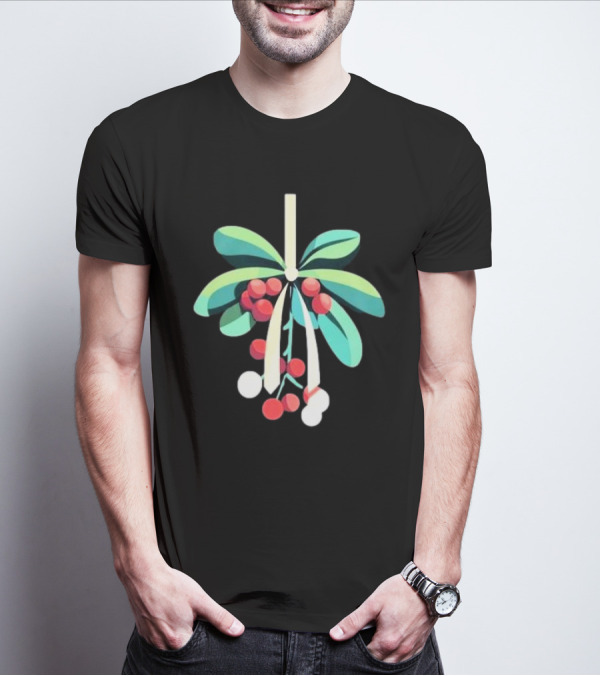 Mistletoe Nimbus Christmas Holiday Festive Greenery Berries T-Shirt