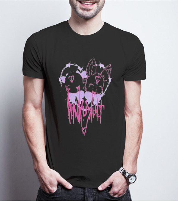 Pinku Kult Heart Barbed Wire Bunnies T-Shirt