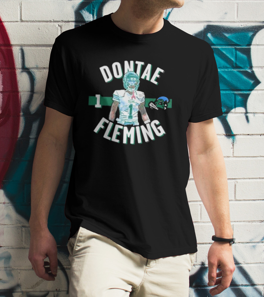 Dontae Fleming 1 Tulane Green Wave Football Player Image T-Shirt