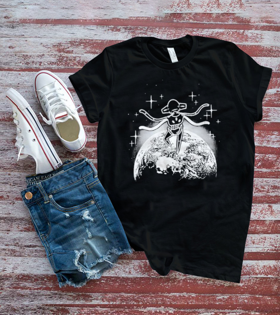 Snacky Boy Deoxys Floating Above Earth With Stars T-Shirt