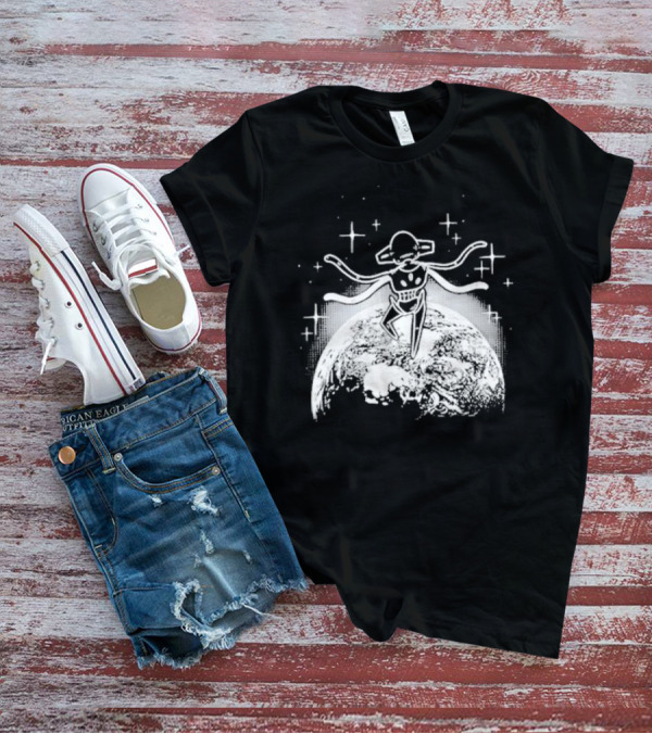 Snacky Boy Deoxys Floating Above Earth With Stars T-Shirt
