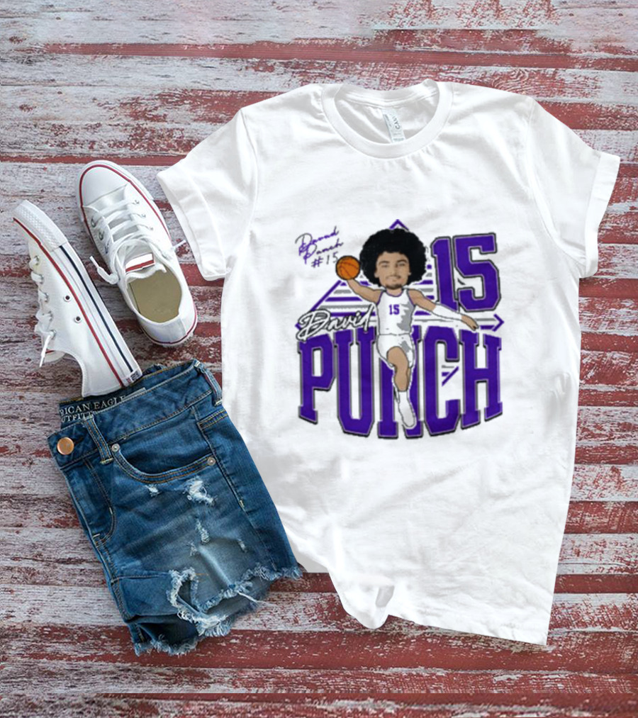 David Punch #15 TCU Basketball Player Caricature T-Shirt