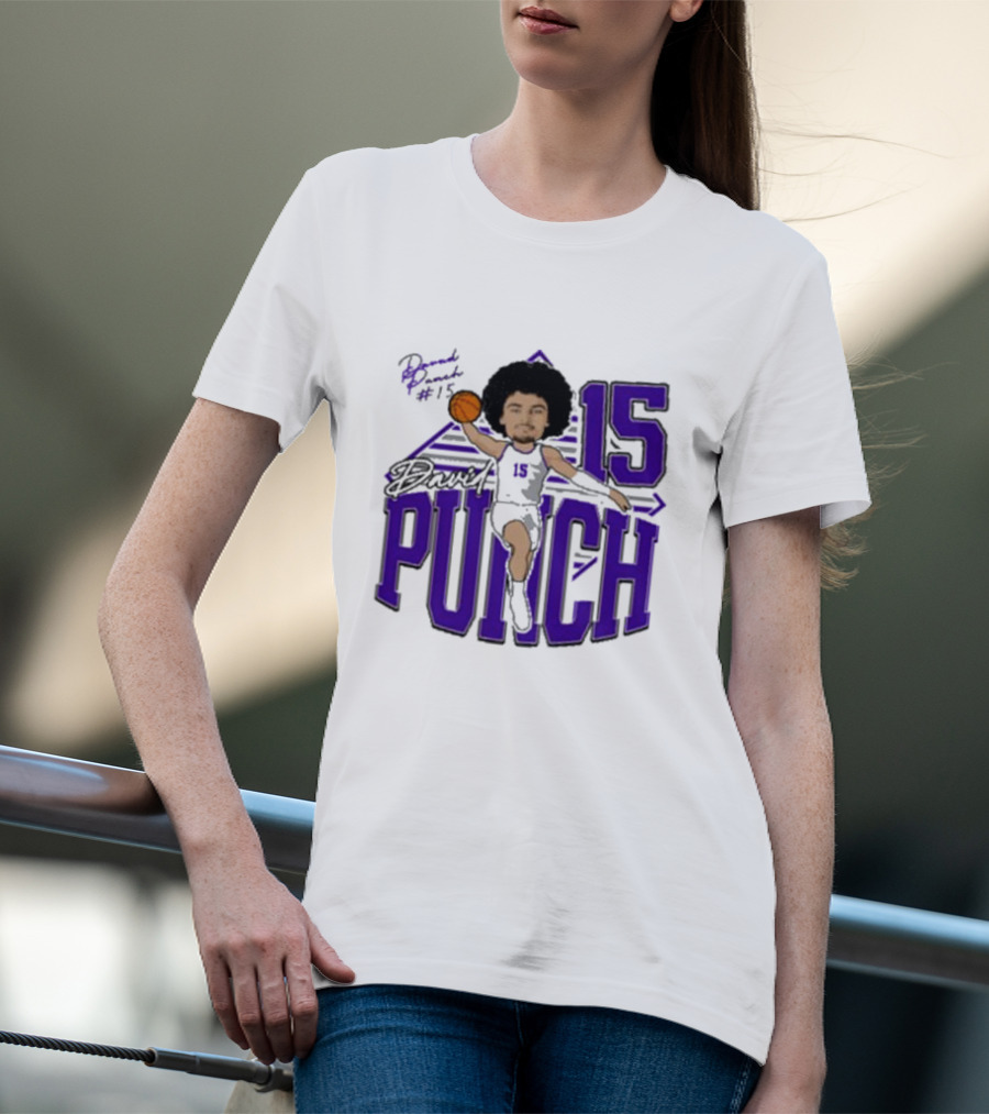 David Punch #15 TCU Basketball Player Caricature T-Shirt