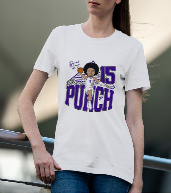 David Punch #15 TCU Basketball Player Caricature T-Shirt